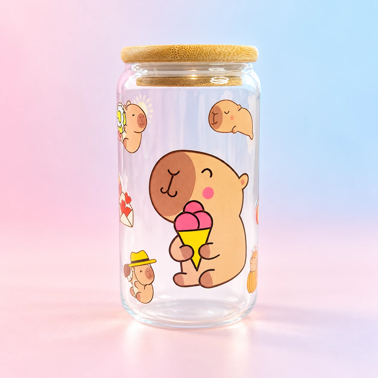 Ice Cream Bear Glass Cup